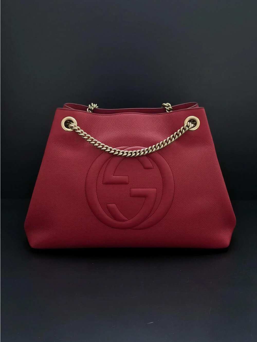 Gucci Burgundy Leather Shoulder Bag with Gold Chain